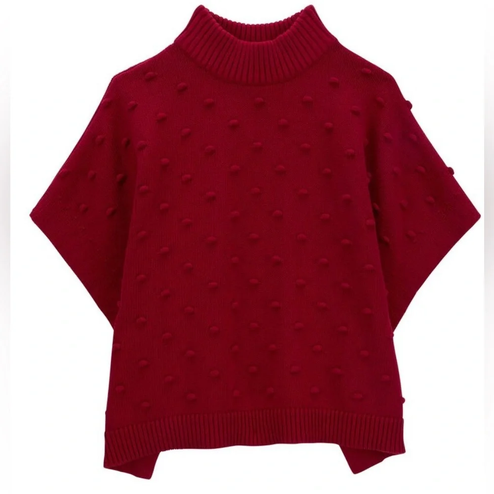 Girl’s Dark Red Carter’s mock neck sweater poncho